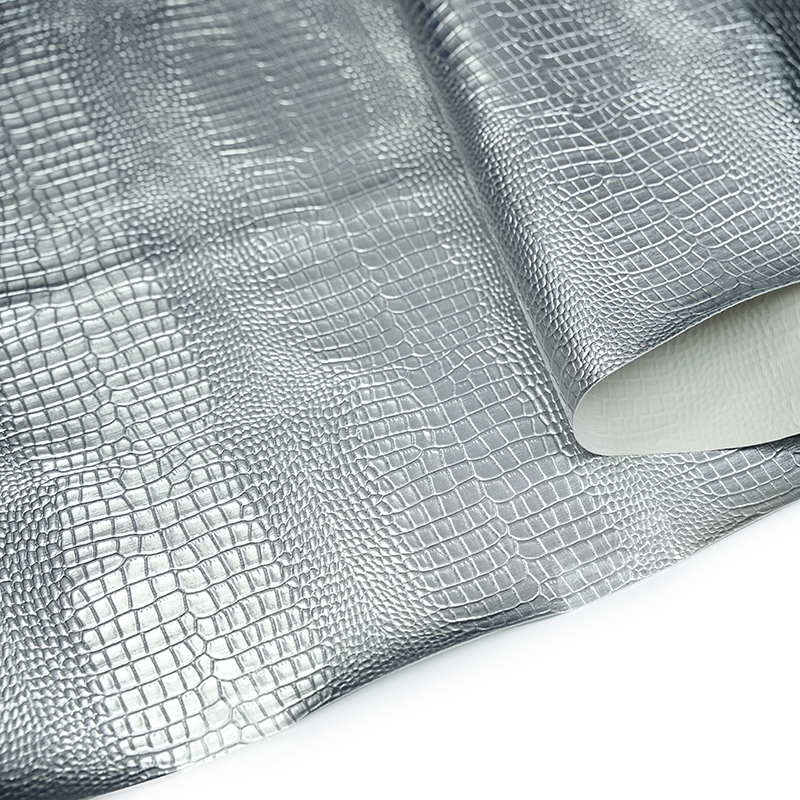 Silver metallic artificial leather for bag